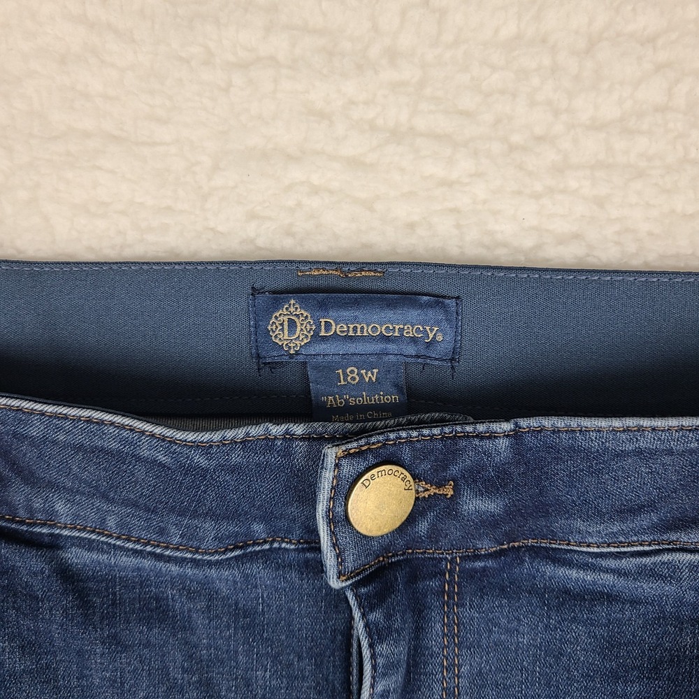 Democracy Jeans Womens 18W Blue Ab Solution Boot Cut Dark Wash Denim - Picture 3 of 12